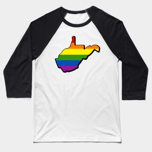 Rainbow West Virginia Outline Baseball T-Shirt